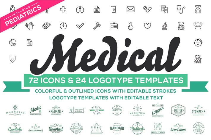 Medical Pediatrics Icons & Logos Set