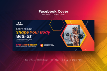 Fitness or gym social Facebook Cover Template