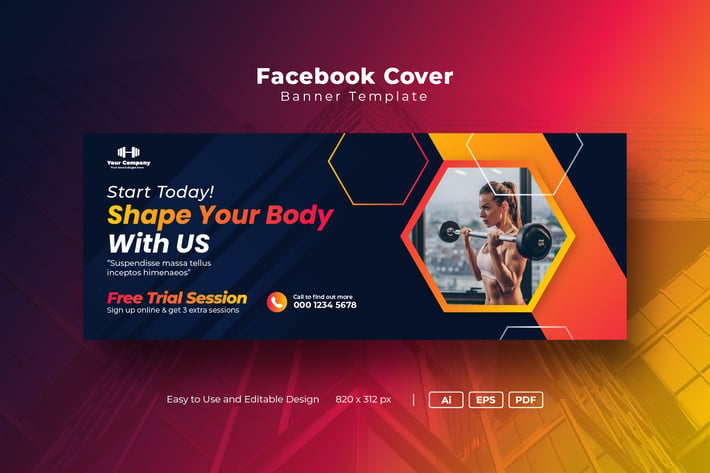 Fitness or gym social Facebook Cover Template