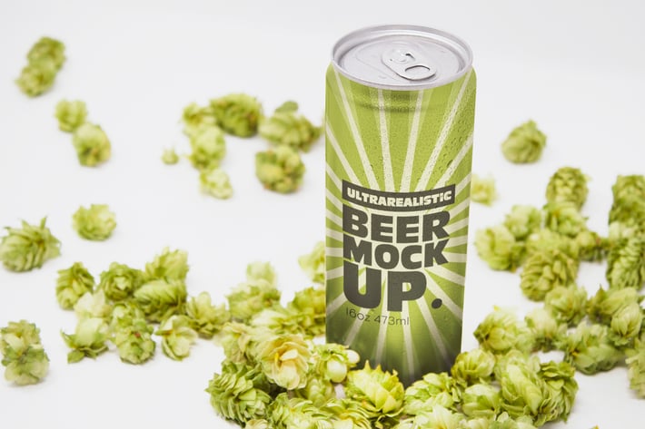 Perspective 16oz Beer Can Mockup