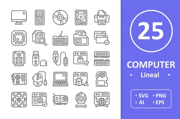 25 Computer Icons - Line
