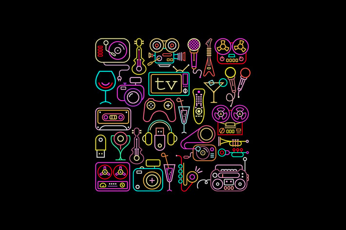 Neon Colors Entertainment Icon Set