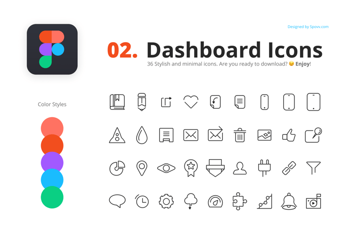 36 Minimal Dashboard Icons
