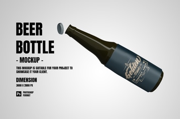 Beer Bottle Floating - Mockup