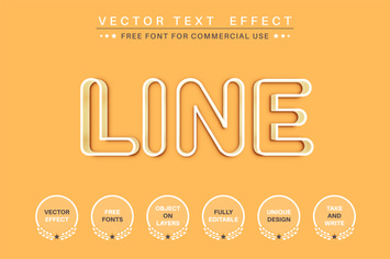Yellow outline - editable text effect,  font style