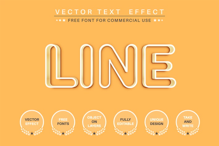 Yellow outline - editable text effect,  font style