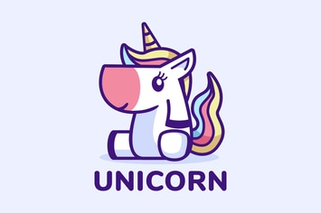 Cute Unicorn Sit Cartoon Logo Design