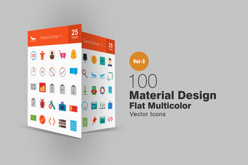100 Material Design Flat Multicolor Icons