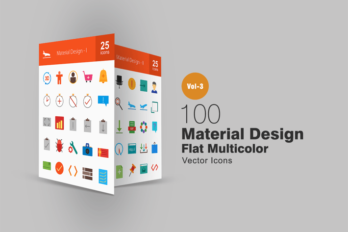 100 Material Design Flat Multicolor Icons