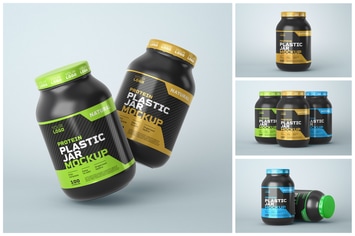 Food Supplement Plastic Jar Mockup