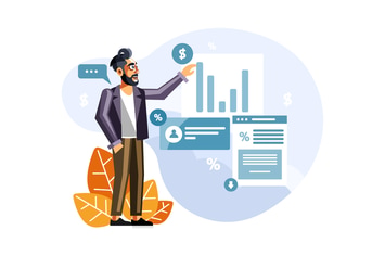 Businessman presenting marketing data