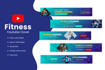 Fitness YouTube Channel Banners Template