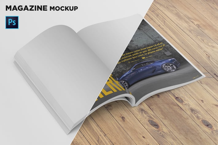 Magazine Mockup Folded Page Perspective View