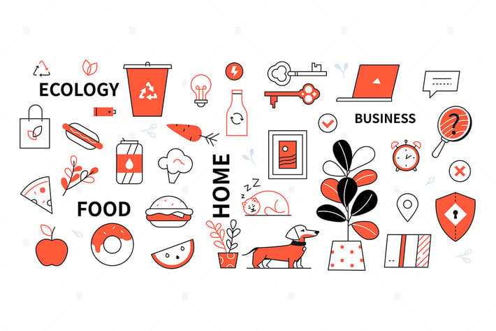 Food, Ecology, Home, Business Line Elements 