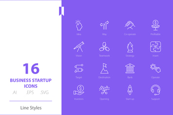 Business Startup Icon Line Styles