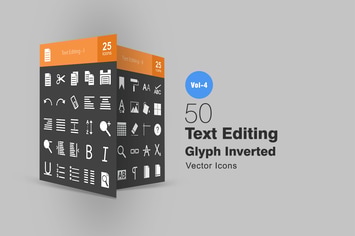 50 Text Editing Glyph Inverted Icons