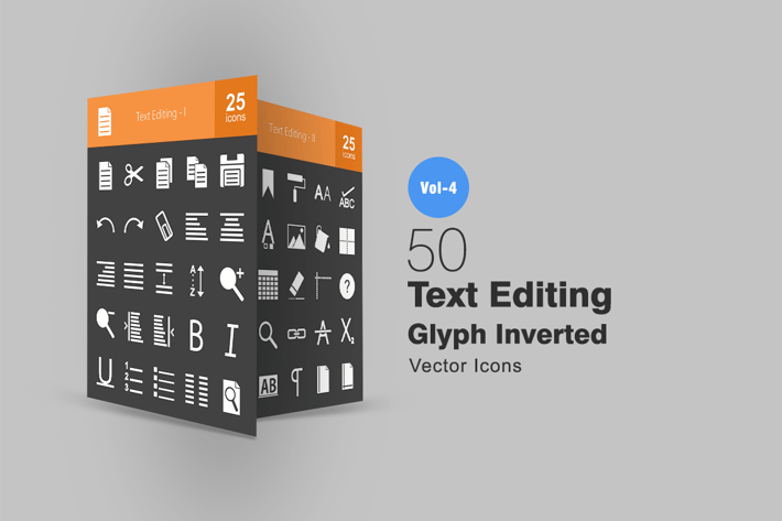50 Text Editing Glyph Inverted Icons