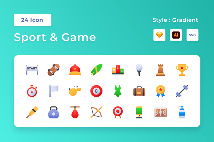 Sport & Game Gradient Icon Set