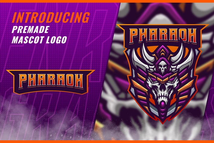 Pharaoh Skull - Mascot Esport Logo Template