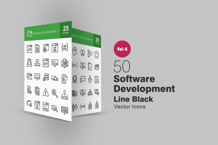 50 Software Development Line Icons