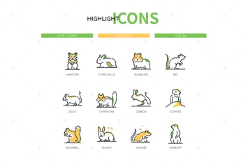 Rodents - Modern Line Design Style Icons Set