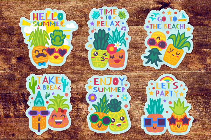 Summer Pineapples Labels Set