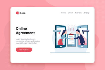 Online Agreement flat concept for Landing page
