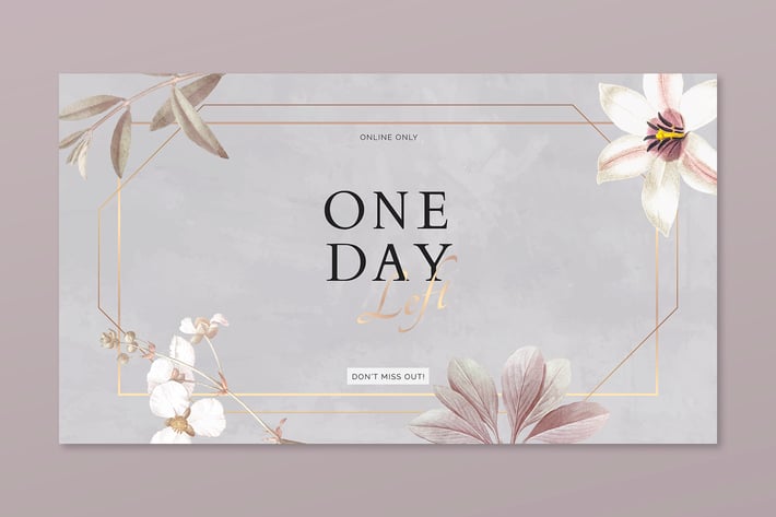 Floral One Day Left advertisement banner template
