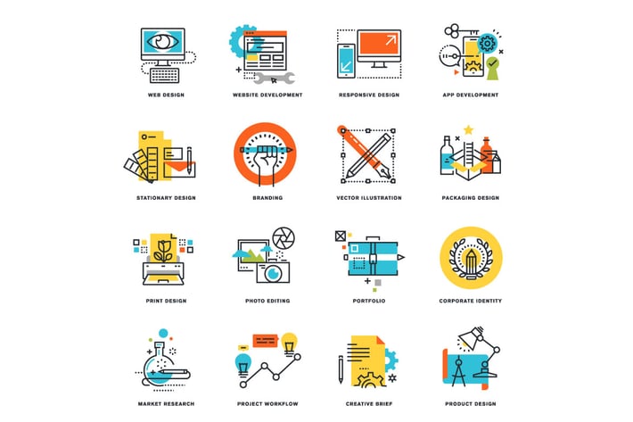 Set of Flat Line Design Icons