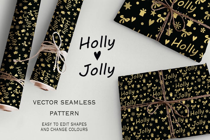 Holly Jolly seamless pattern