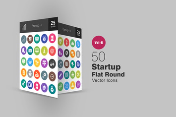50 Startup Glyph Multicolor BG Icons