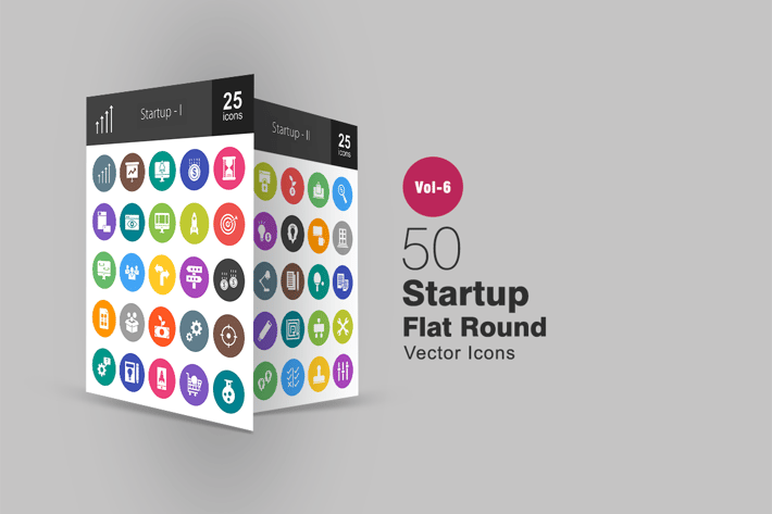 50 Startup Glyph Multicolor BG Icons
