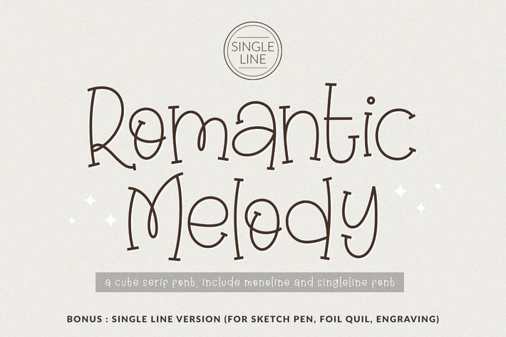 Romantic Melody - Singleline and Monoline font
