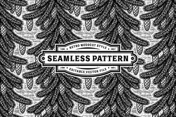 Seamless Spruce Pattern Black And White