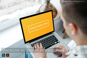 Person Working on Macbook Mockup at Home Office