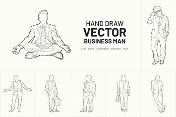 Hand drawn vector business man package