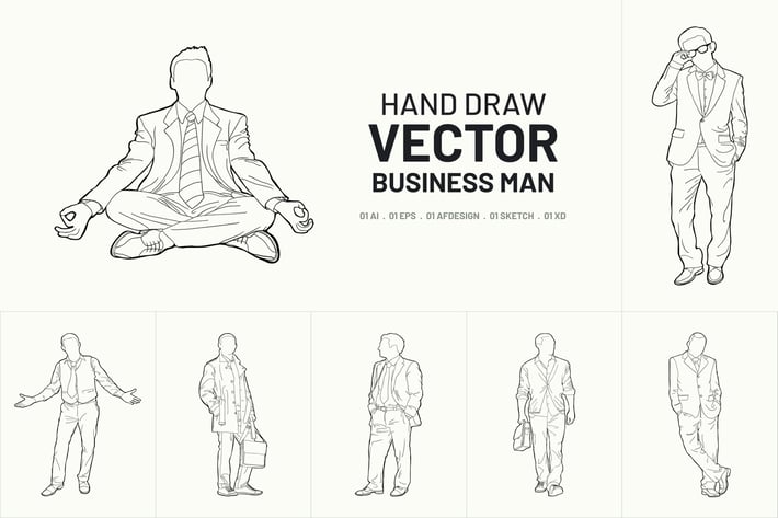 Hand drawn vector business man package