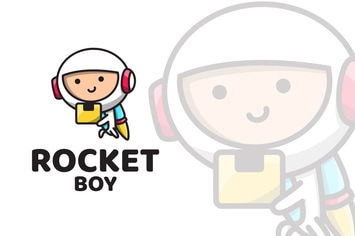 Rocket Boy Cute Logo Template
