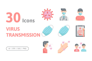 30 Virus Transmission Icons