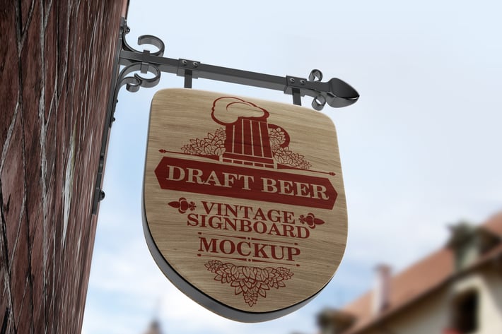 Vintage Signboard Shield Mock-Up