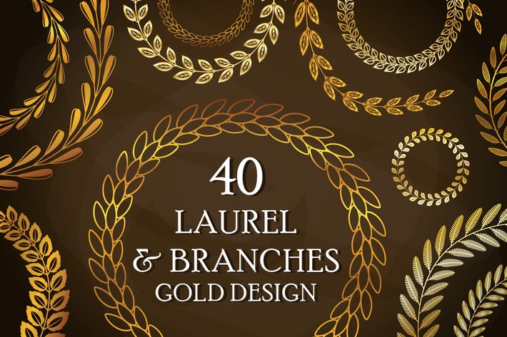 40 Gold Laurels and Branches