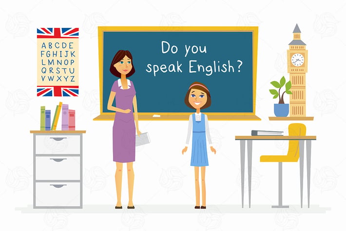English lesson at school - vector illustration