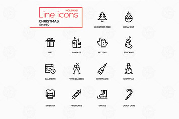 Holidays theme, Christmas - line design icons set