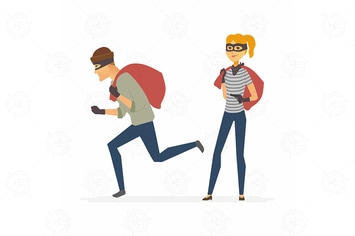 Thieves - funny cartoon people characters