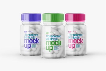 Matte Transparent Pill Bottle Mockup