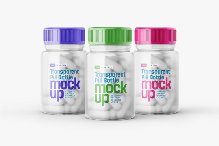 Matte Transparent Pill Bottle Mockup