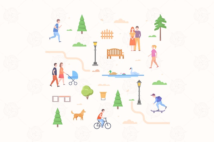 City life constructor - flat design elements