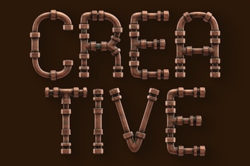 Copper Pipes 2 - 3D Color SVG Font