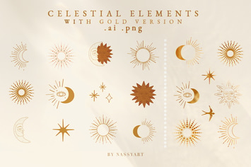 Celestial Elements with gold texture