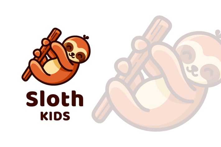 Sloth Kids Cute Logo Template